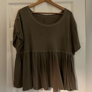 Free People Flowy olive green top